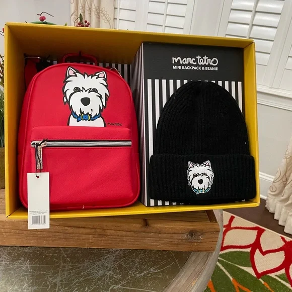 Marc Tetro red backpack white Westie Marc Tetro Mini Backpack Red West Highland White Terrier Dog  main image 4